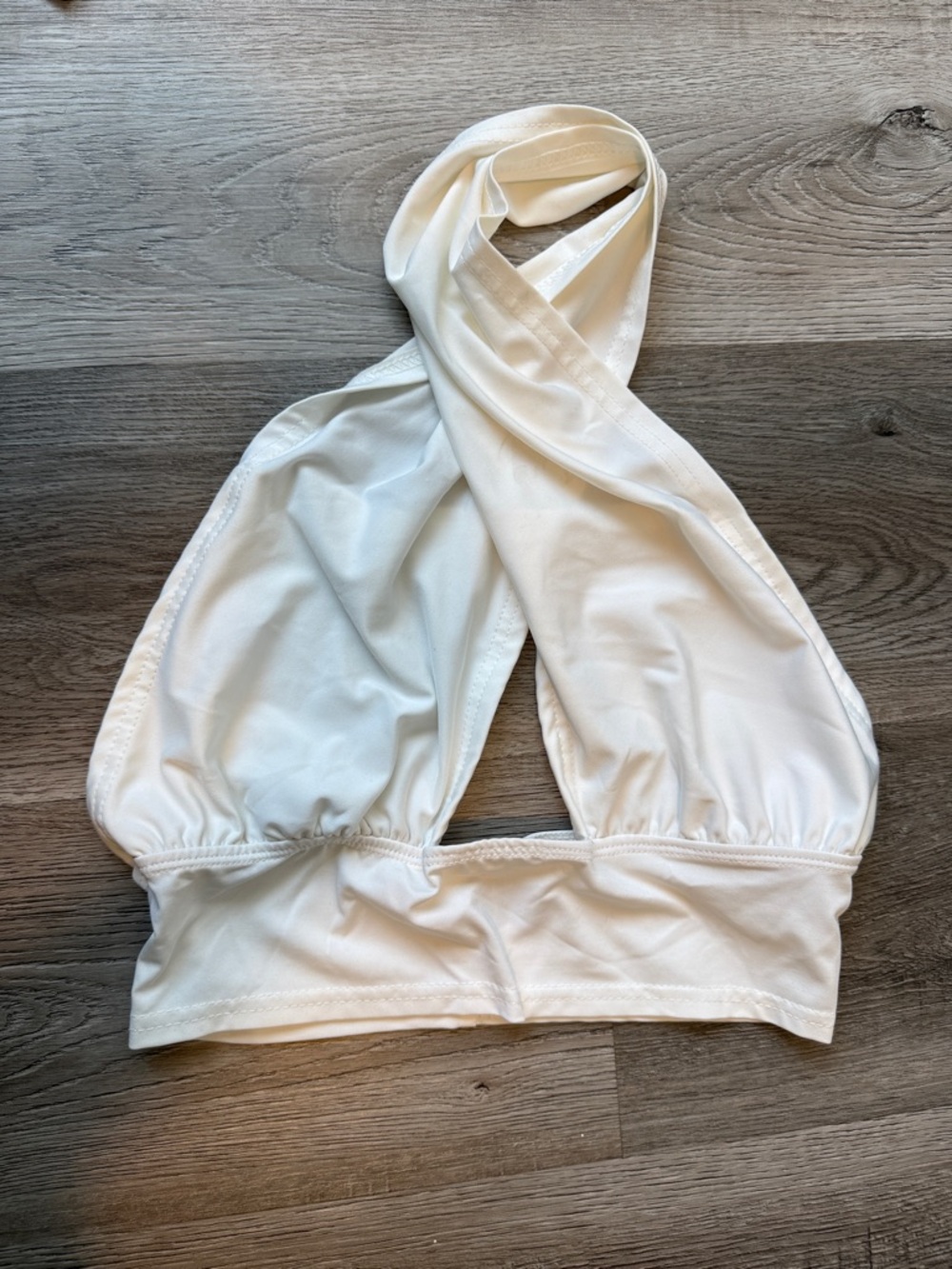 SHEIN White Trio: Asymmetric Mesh, Long Sleeve & Halter Crop Tops - Picture 3 of 5